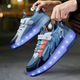 thumbnail image 3 of Yiomxhi Kids Roller Shoes, Boy Girl Sneakers with LED Light Wheels, Become Sport Sneaker for Birthday Christmas Children Gift, Adjustable Roller Skates Suitable for Outdoor School, 3 of 7