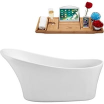 63" Streamline N460-IN-BGL Soaking Freestanding Tub and Tray With Internal Drain