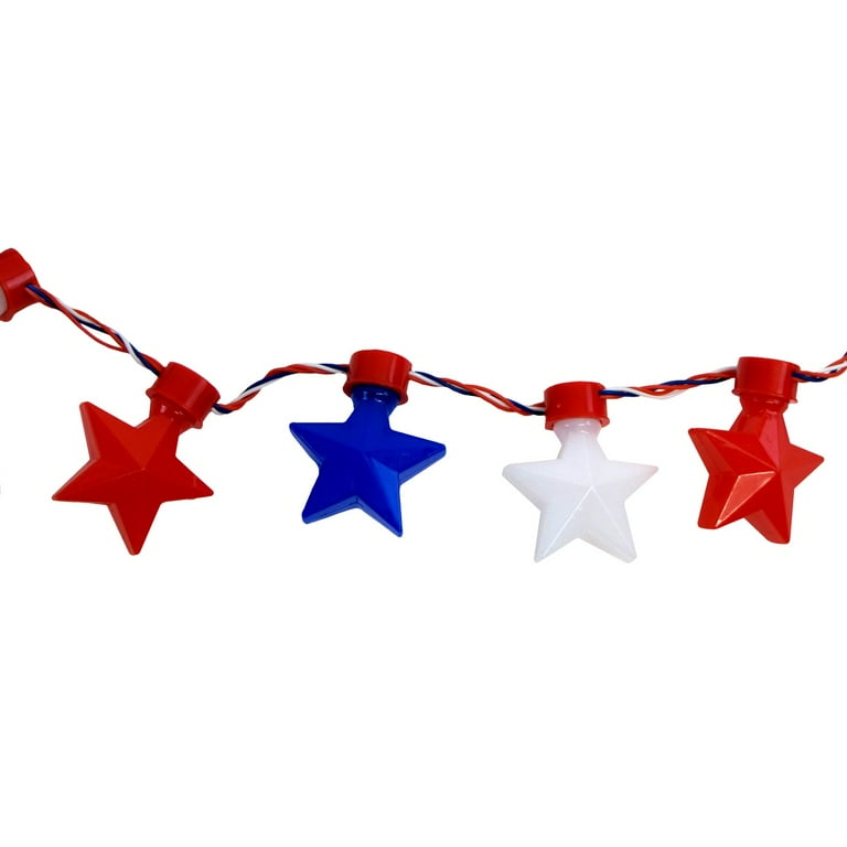 Red White Blue Star Flashing LED Bulb Necklace Glow Light Novelty Party Favor Red White Blue Star Flashing LED Bulb Necklace Glow Light Novelty Party Favor