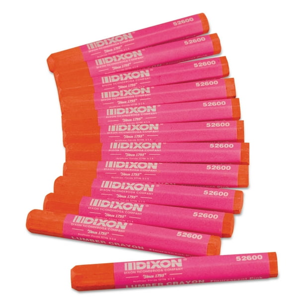 Lumber Crayons, 4 1/2 x 1/2, Fluorescent Pink, Dozen