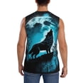 thumbnail image 4 of Pofeuu Blue Full Moon Wolf Print Men's Muscle T-Shirt, Sleeveless, Muscle Tank, Classic Muscle Tee Top For Men Casual Sleeveless Muscle T-Shirt Trendy Clothes-Small, 4 of 7