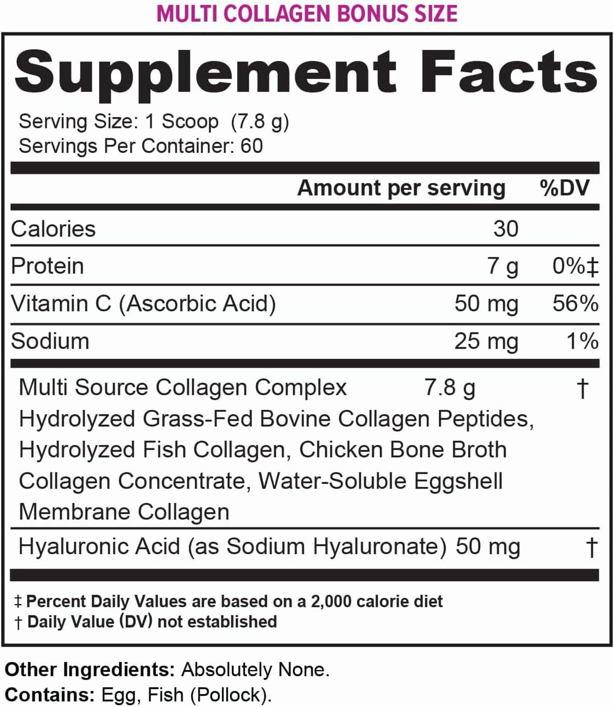 Vitauthority Multi Collagen Peptides Beauty Supplement, Hydrolyzed Protein Powder with Vitamin C & Hyaluronic Acid, Unflavored, 16 oz