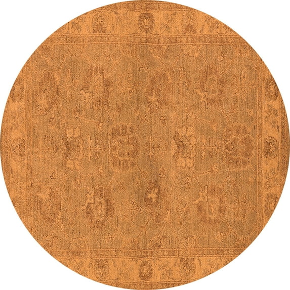 Ahgly Company Indoor Round Oriental Orange Traditional Area Rugs, 4' Round
