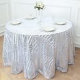 thumbnail image 3 of Efavormart 120" Silver Sparkly Sequin Geometric Tulle Round Tablecloth, 3 of 6