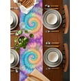 thumbnail image 2 of Colorful Tie Dye Table Runner Cotton Linen 90 Inch Holiday Dresser Scarves, Rainbow Ombre Abstract Pattern Art Tablerunner for Kitchen Coffee Dining Bedroom Living Room Dinner Scarf Décor 13''x90'', 2 of 9