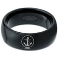 thumbnail image 2 of Tungsten Anchor Rope Band Ring 8mm Men Women Comfort Fit Black Dome Polished, 2 of 4