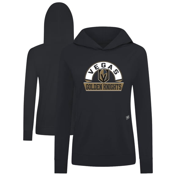 Women's Levelwear Black Vegas Golden Knights Relay Banner Arch Pullover Hoodie