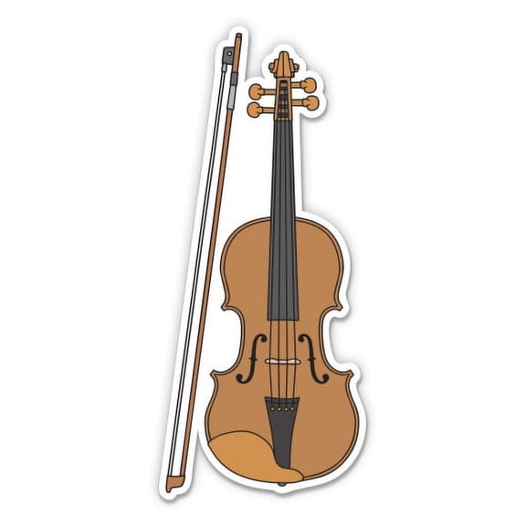 Violin Musical Instrument - 3" Vinyl Sticker - For Car Laptop I-Pad Phone Helmet Hard Hat - Waterproof Decal