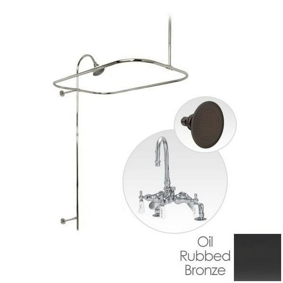 60 Inch Deck Mount Clawfoot Tub Shower Enclosure with Gooseneck Faucet and Watering Can Shower Head