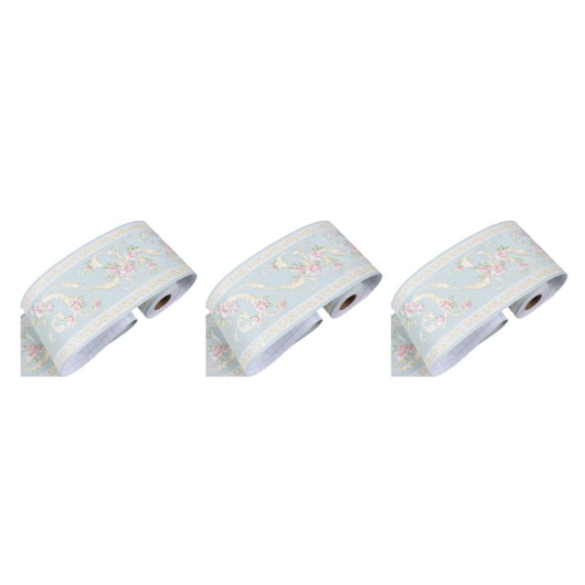 ZheElen Waterproof Wallpaper Border Transform Walls With 3D Patterns Self Adhesive Kitchen Bathroom Sticker light green floret 3Set