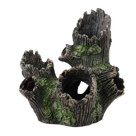 Resin Aquarium Tree Decoration Artificial Driftwood Fish Tank Aquarium Cave Resin Trunk Ornament Bole Landscape with Holes for Small Fish Pets to Swim Through(ST-004A)