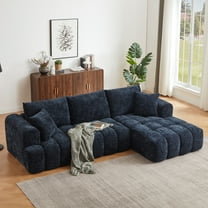 Aukfa 108" L-Shaped Oversized Sectional Sofa, Oversized Cloud Sectional Couch with Chaise & 2 Pillow, No Assembly Sponge Sleeper Couch for Living Room,Dark Blue