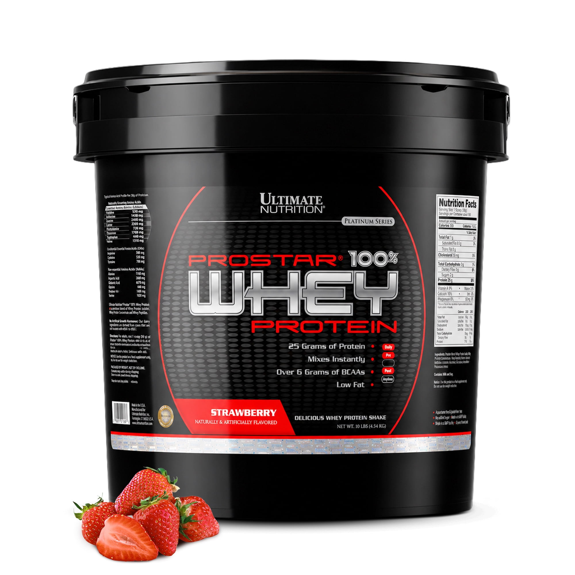 Ultimate Nutrition Prostar Whey Protein Isolate, Strawberry, 10lb