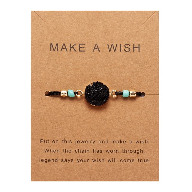 WREESH Natural Stone Adjustable Woven Paper Card Bracelet Decorative Bracelet