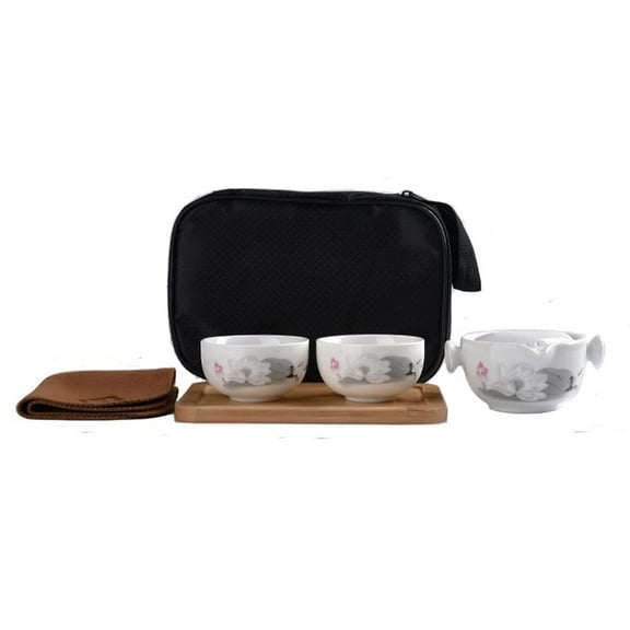 Convenient Teapot Cup Porcelain Teacup White Glazed Travel Tea Set Cup with Cover