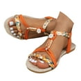thumbnail image 2 of Rukui 2025 Casual Bohemian Beach Sandals Orthopedic Wedge for Women Ankle Strap Flip Flops Open Toe Jeweled Flat Sandals, 2 of 9