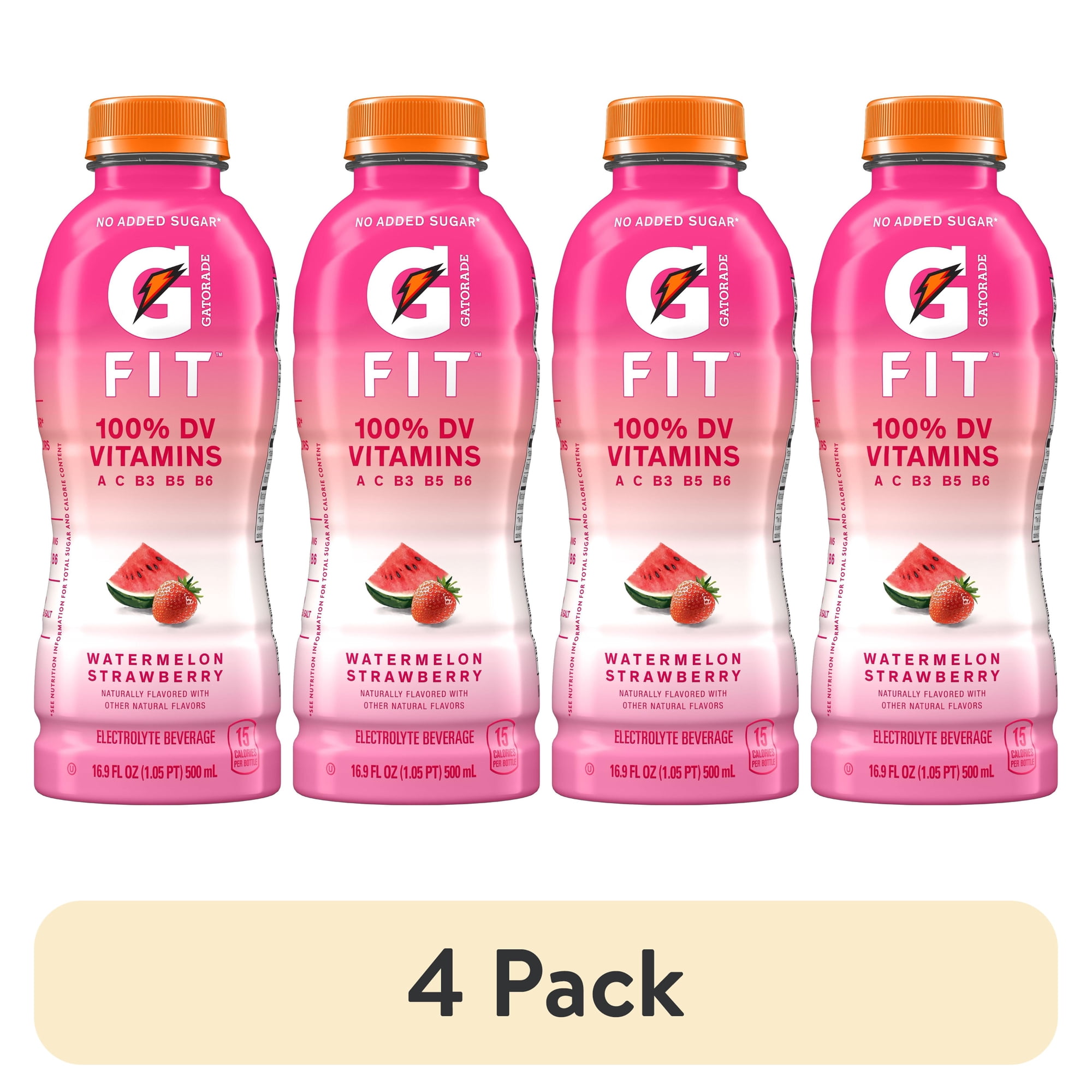 (4 pack) Gatorade Fit Watermelon Stawberry Sports Drink, 16.9 fl oz, 1 Count Bottle