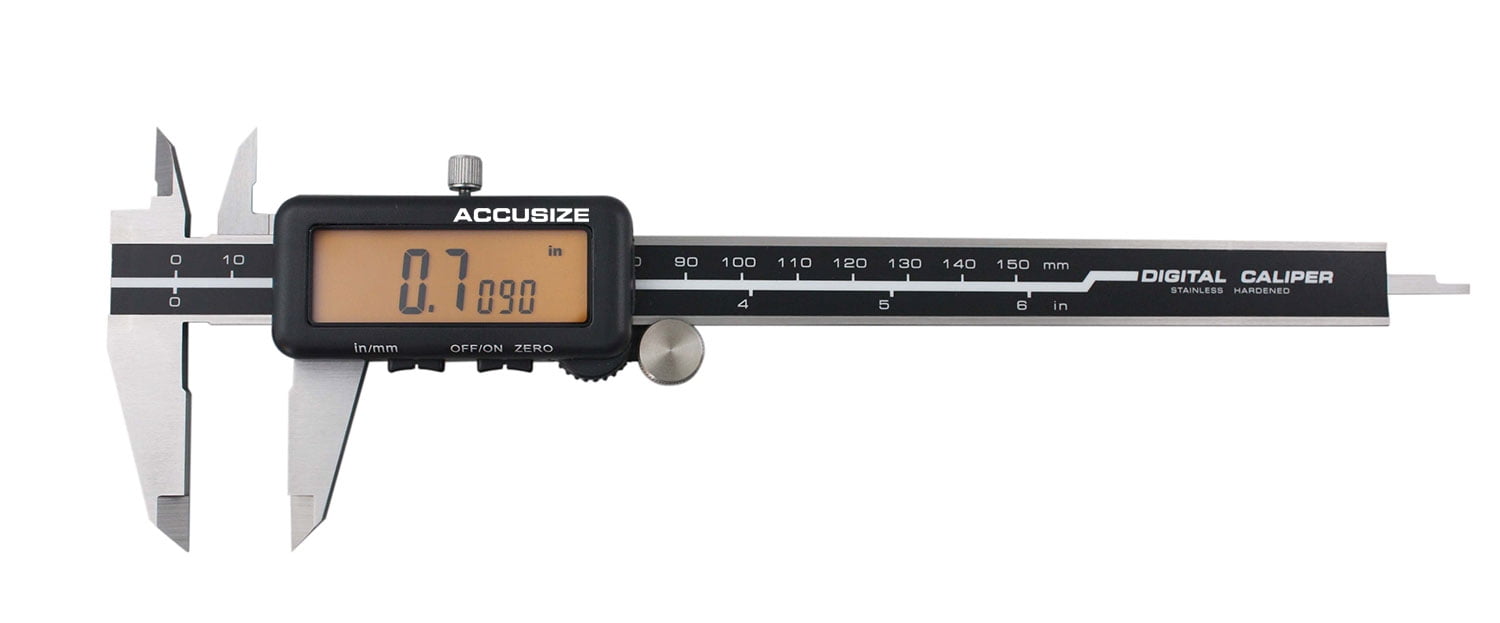 Accusize 0-6''/0-150 mm, Yellow Lcd Electronic Digital Caliper,Metric/Inch, 0.0005''/0.01mm Resolution, 1110-1818