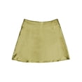 thumbnail image 4 of Deago Women's Satin Silky Mini Skirts High Waisted Flared Short A-Line Zipper Party Club Skirt (Green, XL), 4 of 7