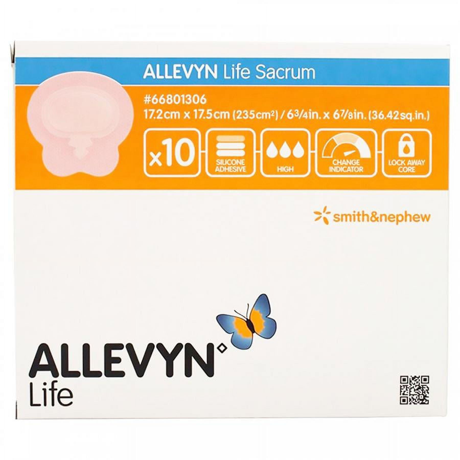 Allevyn Life Silicone Foam Dressing, Sacral, 7 x 7 Inch, Sterile, 10 Count