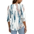 thumbnail image 4 of cocolona Womens Summer V Neck 3/4 Sleeve Tops Dressy Casual Blouses Fashion Casual Loose Cute Print T-shirts Trendy Tops 2025, 4 of 7