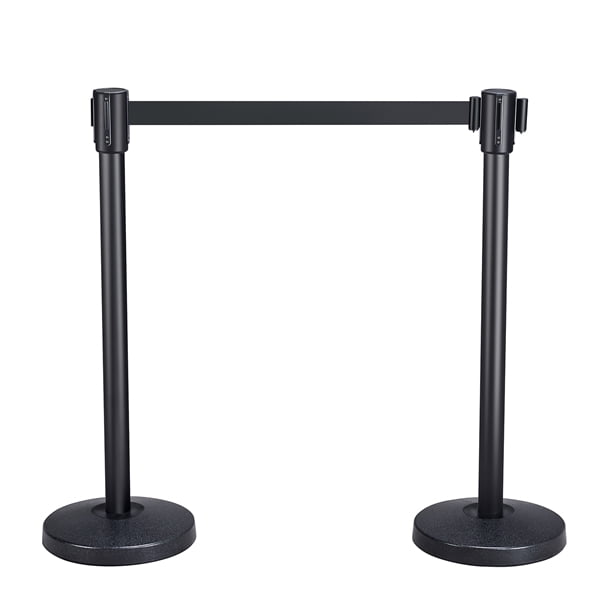 Retractable Belt Stanchion Set Crowd Control Barrier Black Walmart Com Walmart Com