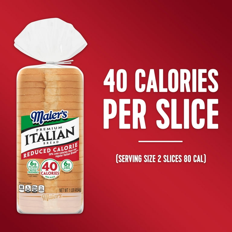 Maier's Reduced Calorie Premium Italian Bread, 16 oz, White Italian Bread, Bag