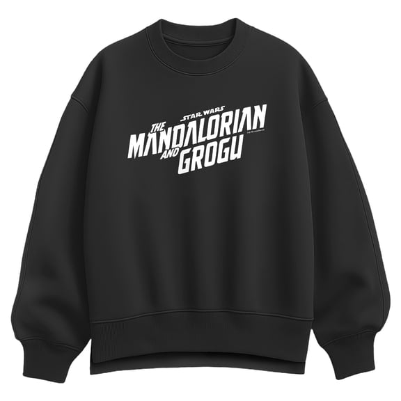 Star Wars - White Movie Logo Oversized Fleece Crew Sweatshirt