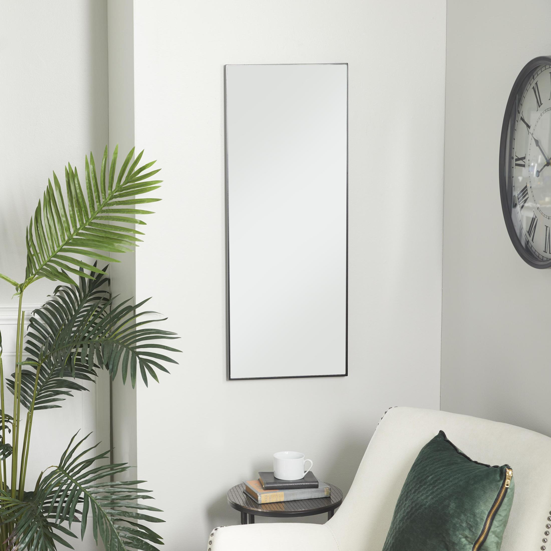 DecMode 14" x 36" Black Wall Mirror with Thin Frame