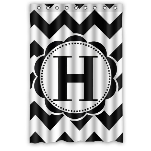 MOHome Black and white Chevron Monogram Shower Curtain Waterproof