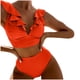 thumbnail image 1 of MKLEKYY Trajes De Baño Hombre Natacion New Multicolor Ruffled V Neck Split Swimsuit High Waist Split Bikini Women'S, 1 of 4