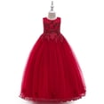thumbnail image 2 of Mercatoo Kids Girl Flower Solid Princess Pageant Gown Party Wedding Long Evening Dress, 2 of 7