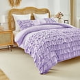 thumbnail image 6 of URBONUR Purple Ruffle Twin Duvet Cover Sets for Girls Waterfall Kids Comforter Cover with Matching Pillowcases Multi-Layer Duvet Cover for All Season, 6 of 8