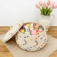 thumbnail image 4 of Contenedores de almacenamiento Cesta de almacenamiento de cuerda de algodón de Pascua con tapa Organizador de escritorio de huevo de conejito para llaves Cosméticos Artículos pequeños Caja decorativa, 4 of 6