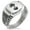 Silver, variant on Stainless Steel Legendary Blackbeard Pirate CZ Ribbed Needle Stripe Pattern Biker Style Polished Ring