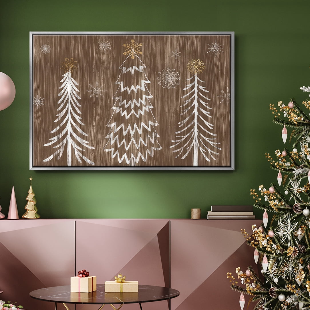Barnwood Wonderland Collection A - Framed Gallery Wrapped Holiday Canvas - 27 x 41 - Silver Frame