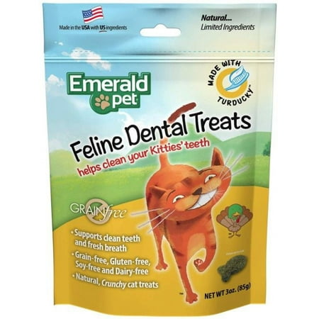 UPC: 0853258004081 | Emerald Pet Feline Dental Treats Turducky Flavor – 3 Oz