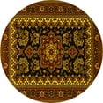 thumbnail image 1 of Ahgly Company Machine Washable Indoor Round Persian Yellow Traditional Area Rugs, 8' Round, 1 of 4