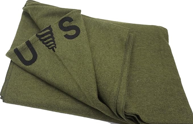 U.S. Military Medical Wool Blanket 64" x 90" Army Replica Emergency Blanket - Wool Blend, Olive Drab
