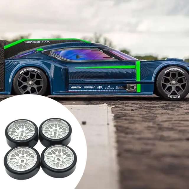 VONKY 4pieces 27mm Dérive Jante de Roue en Métal Compatible avec 1/28 Wltoys K969 RC Pièces de Rechange de Voiture Rouge
