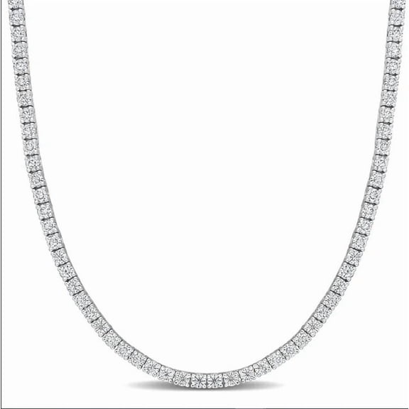 12 Ct. Round Lab Created Diamond 18inch Tennis Necklace 14K White Gold Plated Silver 4MM