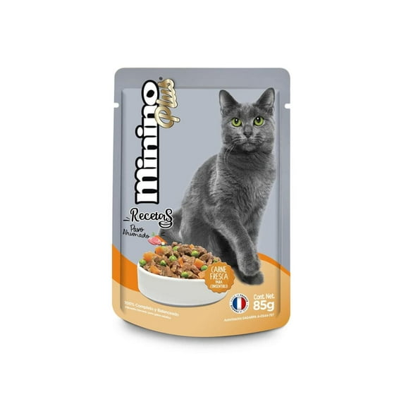 Pack de 24 Alimento Húmedo Minino Plus Pavo Ahumado 85 gr Pavo Ahumado