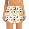 thumbnail image 3 of Uemuo Bees and Flowers Pattern Women's Athletic Shorts High Waisted Running Shorts with Liner Pockets Gym Elastic Workout Shorts-XX-Large, 3 of 9