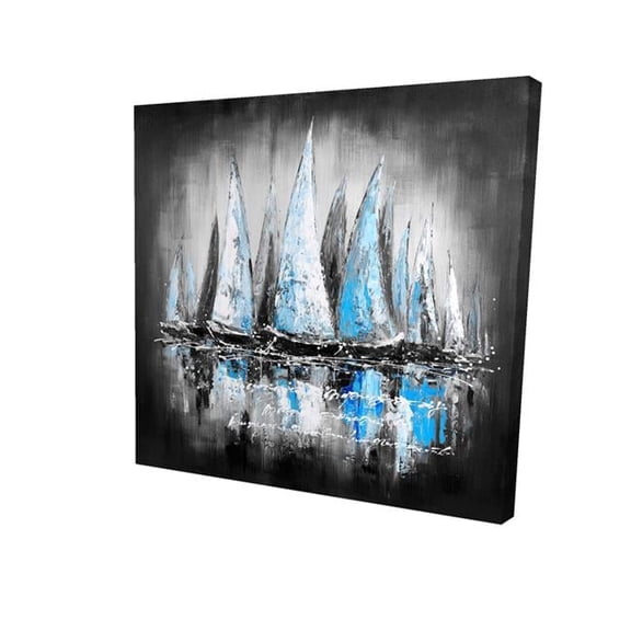 16 x 16 in. Blue Sailboats-Print on Canvas