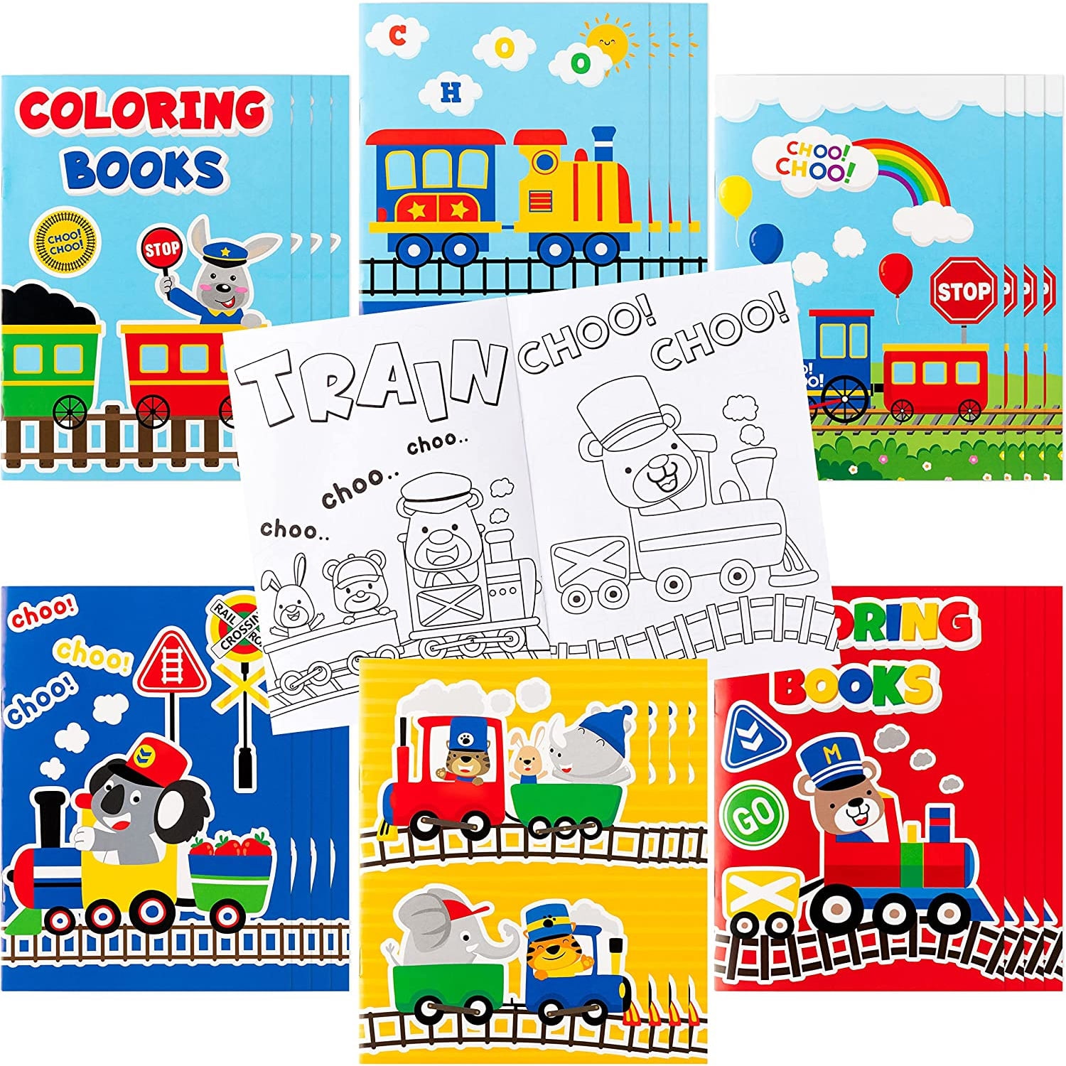 JAPBOR 24pcs Train Coloring Books for Kids, Transportation Trains