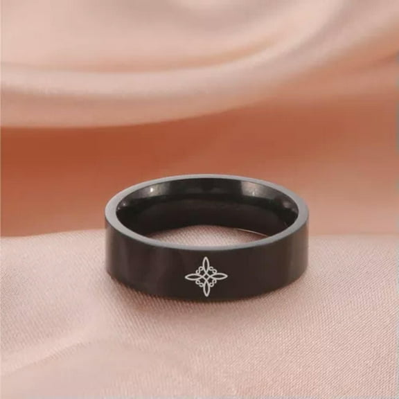 EOEMY Witch Knot Engraved Rings Stainless Steel Witchcraft Amulet Ring Jewelry