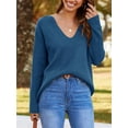 thumbnail image 3 of Womens Oversized Deep V Neck Sweaters Fall Winter Long Sleeve Knit Pullover Jumper, 3 of 6