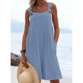 thumbnail image 4 of Plus Size Women's Casual Wide Leg Shorts Jumpsuit with Belt & Button Pockets – Loose Fit Summer Overalls, 4 of 9