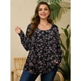 thumbnail image 5 of LARACE Womens Plus Size Long Sleeve Tops Tunic Tops Casual Floral Henley Shirts A-Black40 1X, 5 of 7
