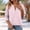 Tops-184Pink, variant on Xdegoge Blouses for Women Zip Up V Neck Three Quarter Sleeve Dressy Casual Workwear office Wear Loose Fit Geometric Striped Pattern Flowy Spring Tops